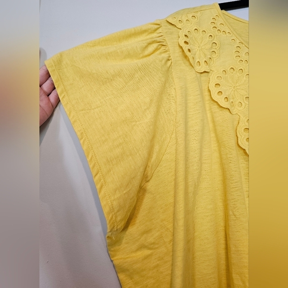 St. John's Bay Women's Plus Size 5X Yellow Top Eyelet Bib 100% Cotton New w Tag - Picture 2 of 7